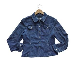 Vintage Live a Little Ticking Stripe Denim Jacket Cottagecore
